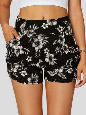 Emma Ultra Soft High Waist Harem Shorts with Pockets - Flower Rush