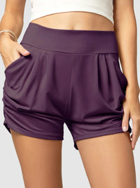Emma Ultra Soft High Waist Harem Shorts with Pockets - Plum