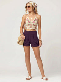 Emma Ultra Soft High Waist Harem Shorts with Pockets - Plum