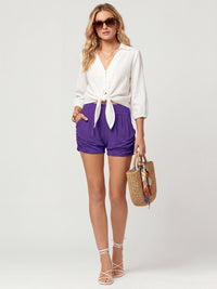 Emma Ultra Soft High Waist Harem Shorts with Pockets - Purple