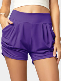 Emma Ultra Soft High Waist Harem Shorts with Pockets - Purple