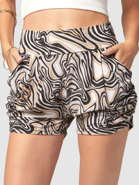 Emma Ultra Soft High Waist Harem Shorts with Pockets - Retro Coffee
