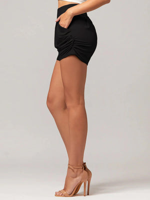 Emma Ultra Soft High Waist Harem Shorts with Pockets - Midnight Black