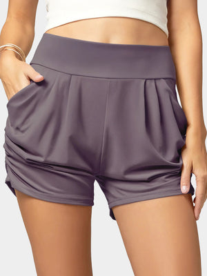 Emma Ultra Soft High Waist Harem Shorts with Pockets - Vintage Violet