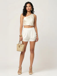 Emma Ultra Soft High Waist Harem Shorts with Pockets - Super White