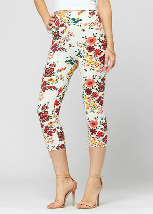 Chloe Ultra Soft 3" High Waist Capri Leggings - Garden Party