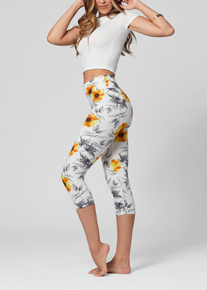 Chloe Ultra Soft 3" High Waist Capri Leggings - Blooming