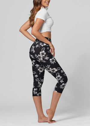 Chloe Ultra Soft 3" High Waist Capri Leggings - Flower Rush