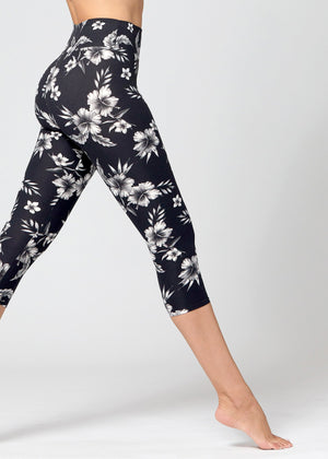 Chloe Ultra Soft 3" High Waist Capri Leggings - Flower Rush