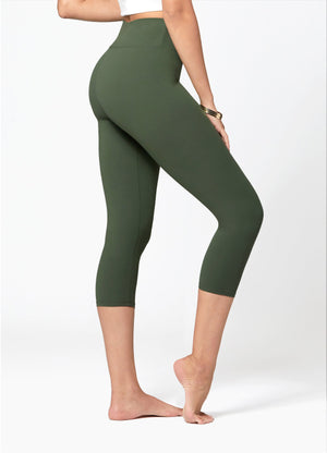 Chloe Ultra Soft 3" High Waist Capri Leggings - Army Green