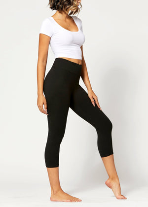 Chloe Ultra Soft 3" High Waist Capri Leggings - Black