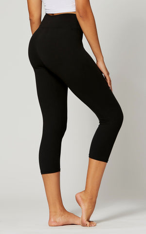 Chloe Ultra Soft 3" High Waist Capri Leggings - Black