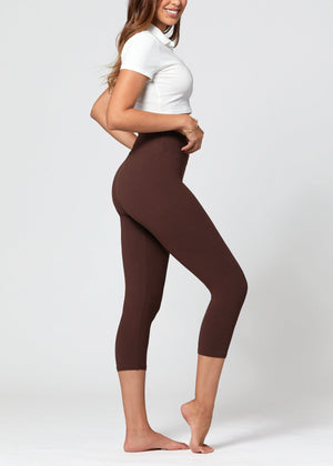 Chloe Ultra Soft 3" High Waist Capri Leggings - Brown