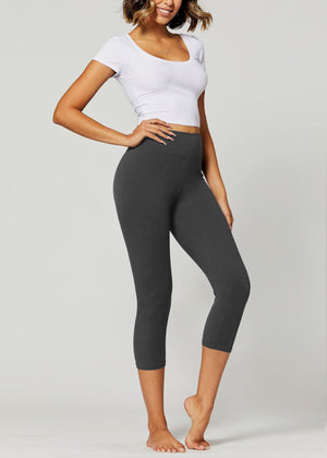 Chloe Ultra Soft 3" High Waist Capri Leggings - Charcoal Grey