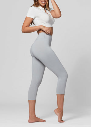 Chloe Ultra Soft 3" High Waist Capri Leggings - Light Grey
