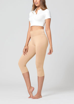 Chloe Ultra Soft 3" High Waist Capri Leggings - Nude Beige