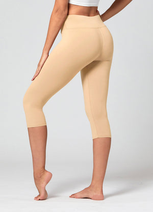 Chloe Ultra Soft 3" High Waist Capri Leggings - Nude Beige
