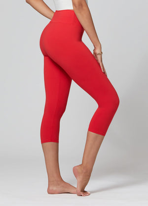Chloe Ultra Soft 3" High Waist Capri Leggings - Red
