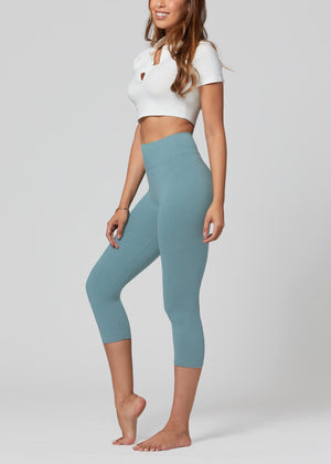 Chloe Ultra Soft 3" High Waist Capri Leggings - Sea Blue