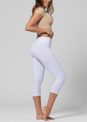 Chloe Ultra Soft 3" High Waist Capri Leggings - Super White