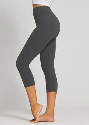 Chloe Ultra Soft 3" High Waist Capri Leggings - Charcoal Grey