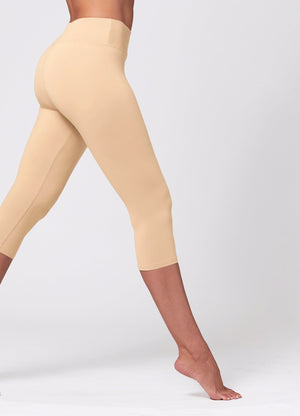 Chloe Ultra Soft 3" High Waist Capri Leggings - Nude Beige
