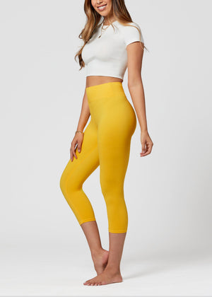 Chloe Ultra Soft 3" High Waist Capri Leggings - Mustard