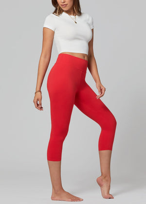 Chloe Ultra Soft 3" High Waist Capri Leggings - Red
