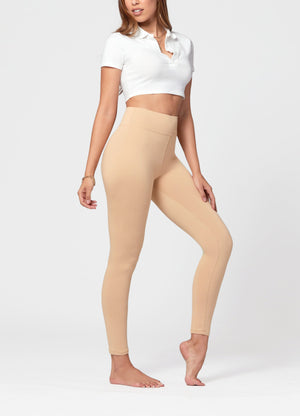 Chloe Ultra Soft 3" High Waist Leggings - Nude Beige