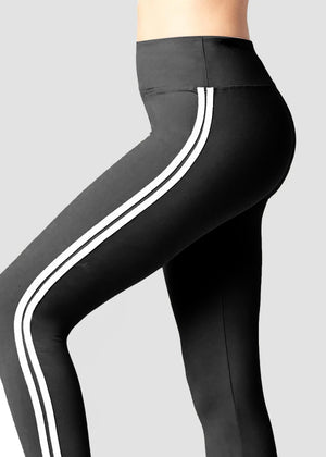 Chloe Ultra Soft 3" High Waist Leggings - Black - Racer Stripe