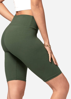 Chloe Ultra Soft 3" High Waist Bike Shorts - Army Green