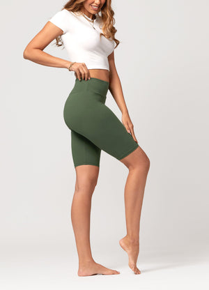 Chloe Ultra Soft 3" High Waist Bike Shorts - Army Green