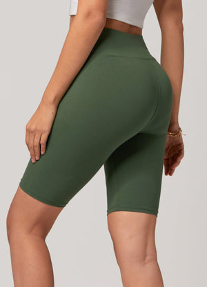 Chloe Ultra Soft 3" High Waist Bike Shorts - Army Green