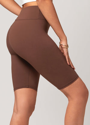 Chloe Ultra Soft 3" High Waist Bike Shorts - Brown