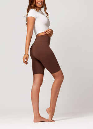 Chloe Ultra Soft 3" High Waist Bike Shorts - Brown