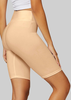 Chloe Ultra Soft 3" High Waist Bike Shorts - Nude Beige