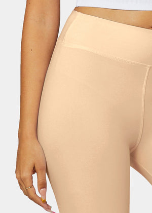 Chloe Ultra Soft 3" High Waist Bike Shorts - Nude Beige