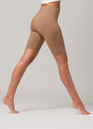 Chloe Ultra Soft 3" High Waist Bike Shorts - Mocha Tan