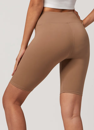 Chloe Ultra Soft 3" High Waist Bike Shorts - Mocha Tan