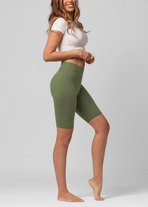 Chloe Ultra Soft 3" High Waist Bike Shorts - Olive Green