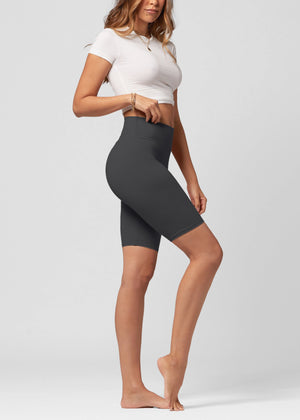 Chloe Ultra Soft 3" High Waist Bike Shorts - Charcoal Grey