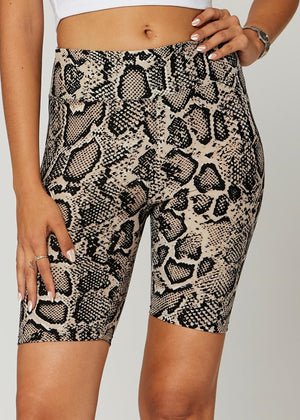 Chloe Ultra Soft 3" High Waist Bike Shorts - Snakebite