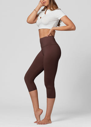 Ivy Ultra Soft High Rise Capri Leggings - Brown