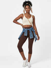 Ivy Ultra Soft High Rise Capri Leggings - Brown
