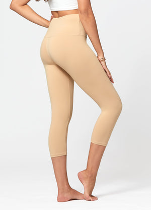 Ivy Ultra Soft High Rise Capri Leggings - Nude Khaki Beige