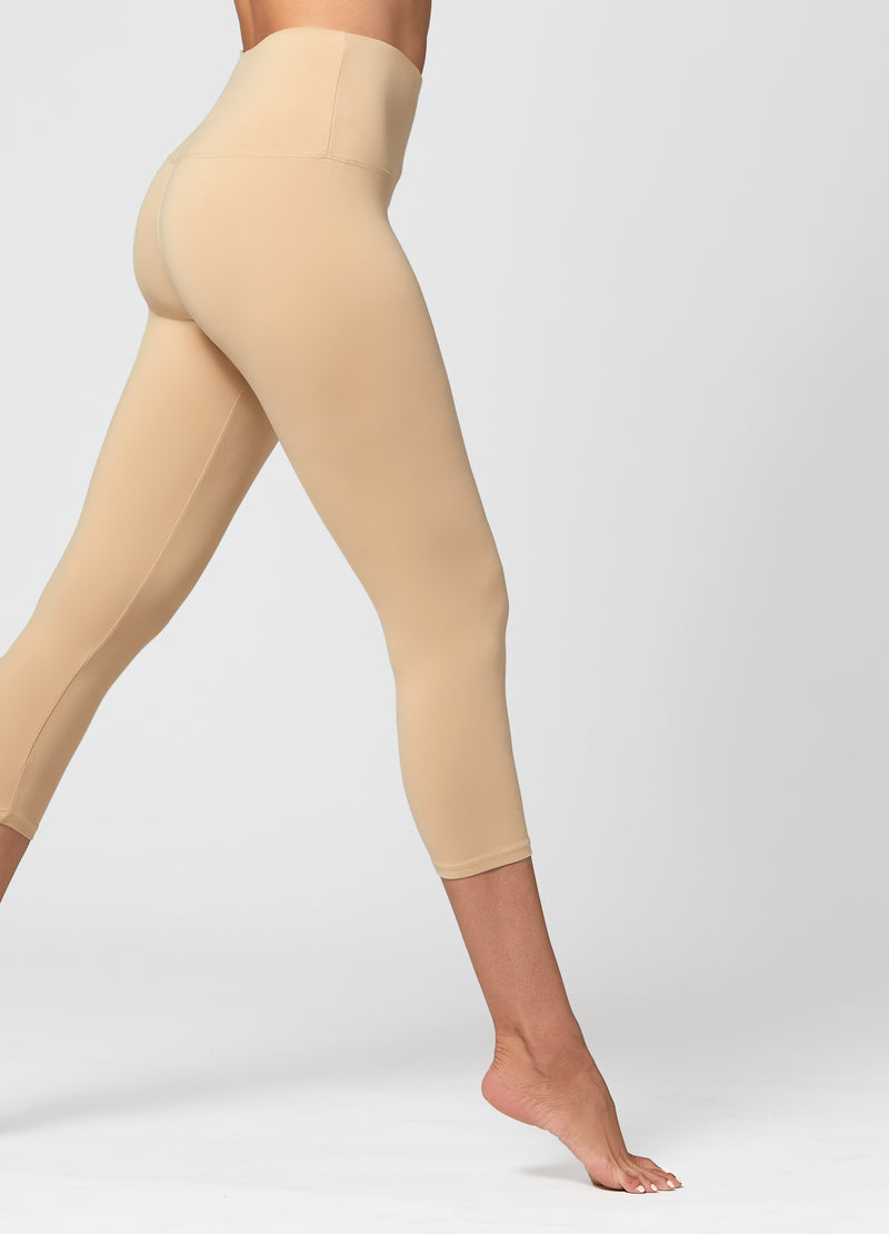 Ivy Ultra Soft High Rise Capri Leggings - Nude Khaki Beige