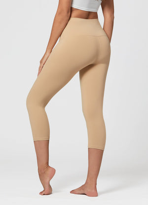 Ivy Ultra Soft High Rise Capri Leggings - Nude Khaki Beige