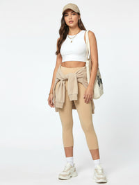 Ivy Ultra Soft High Rise Capri Leggings - Nude Khaki Beige