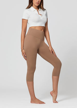 Ivy Ultra Soft High Rise Capri Leggings - Mocha