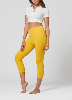 Ivy Ultra Soft High Rise Capri Leggings - Mustard